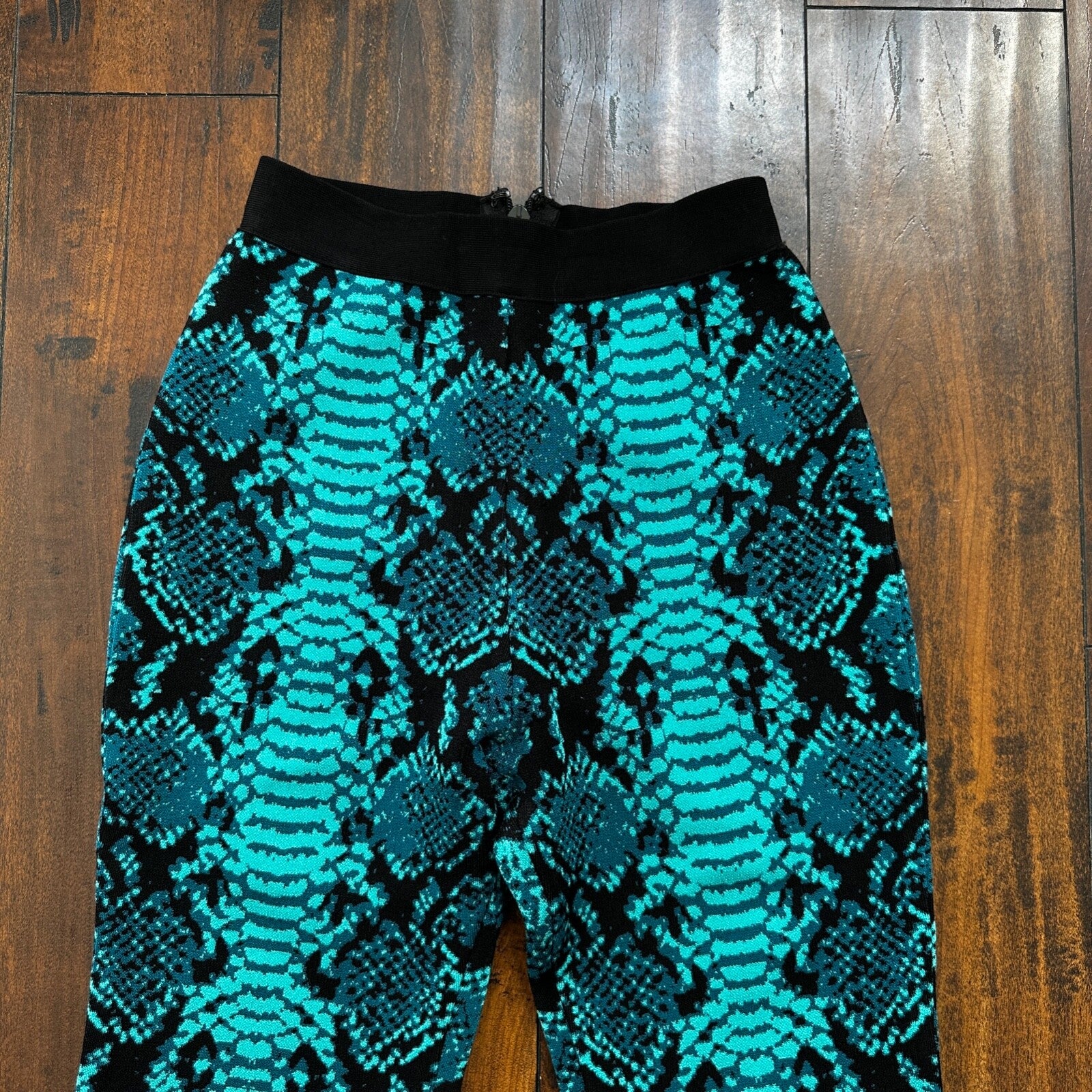Vintage Yoga Crazy Print Hippie Boot Cut Beach Teal Green Black Gym 90s Y2K