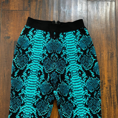 Vintage Yoga Crazy Print Hippie Boot Cut Beach Teal Green Black Gym 90s Y2K