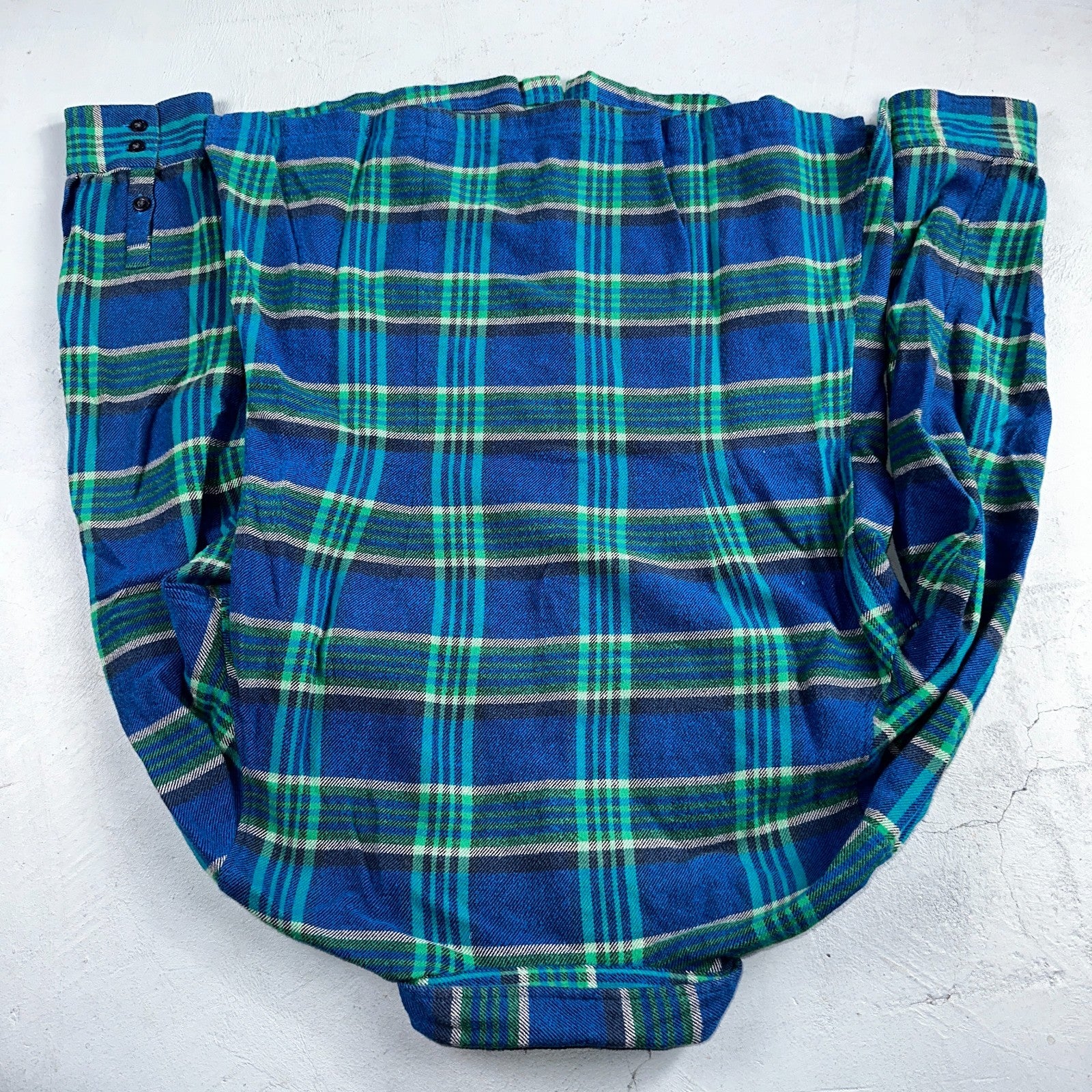 Patagonia Womens 14 Heavy Flannel Long Sleeve Shirt Button Up Blue Green Plaid