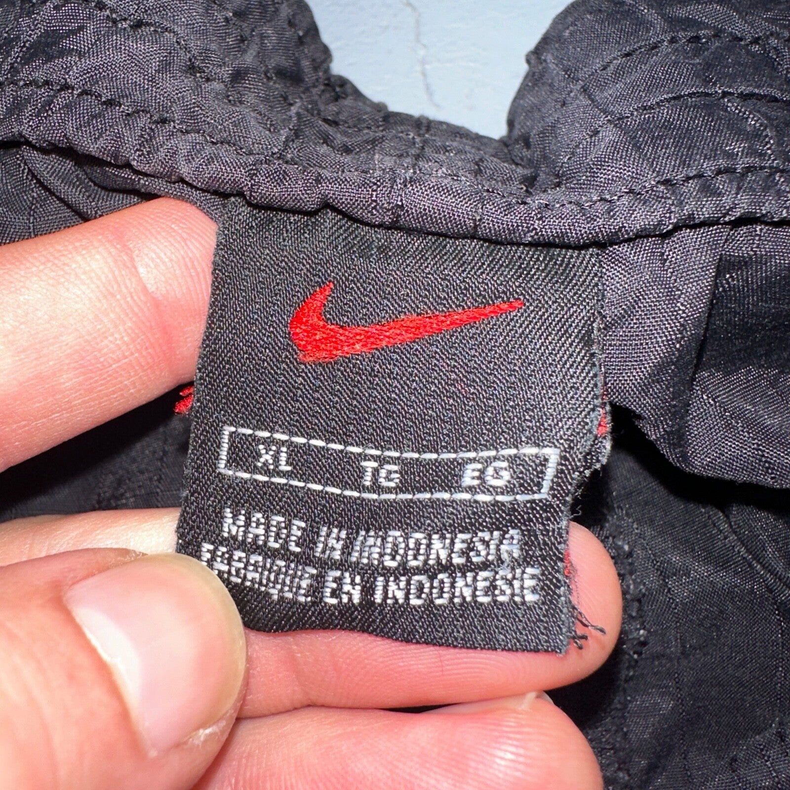 Nike Vintage Black Nylon Shorts Swoosh XL 90s Black Tag 9” Inseam Running Track