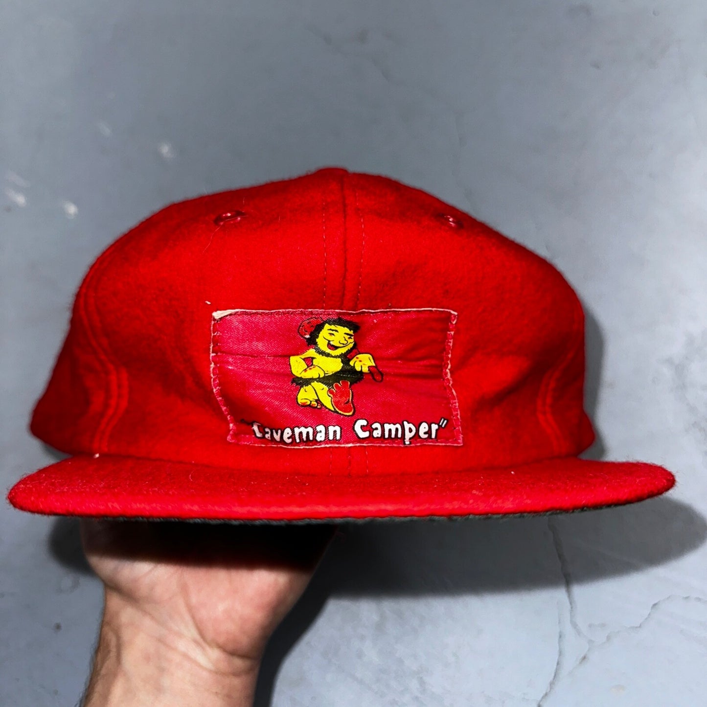 Caveman Camper Oregon VTG Hat Cap Snapback Grant Pass Very Rare Wool 1960s 60s