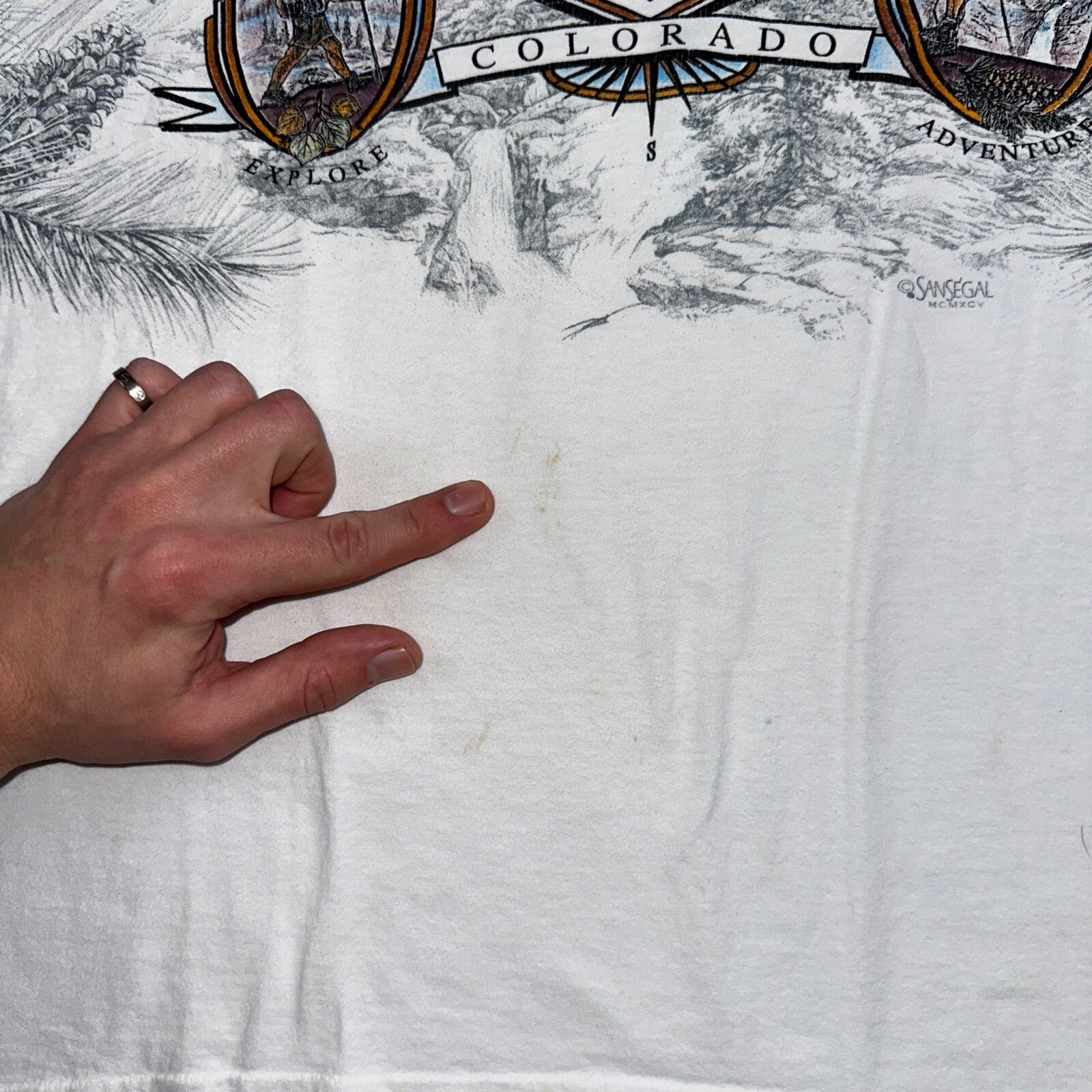 Pikes Peak Colorado Travel Anvil 90s VTG T Shirt Single Stitch Trees Explore