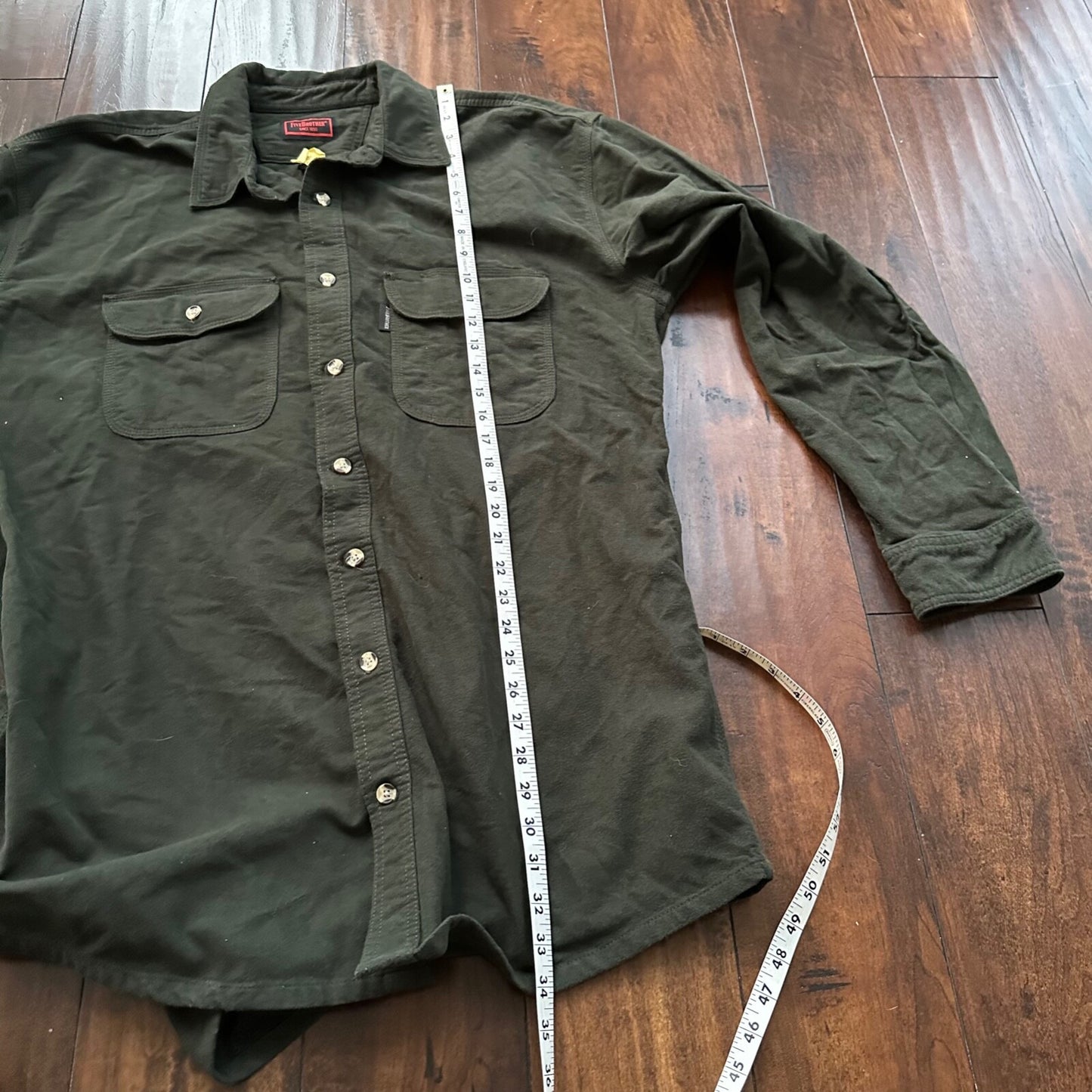 Five Brother Tallman Heavy Flannel Chamois Hunting Shirt Green Olive XL Tall VTG