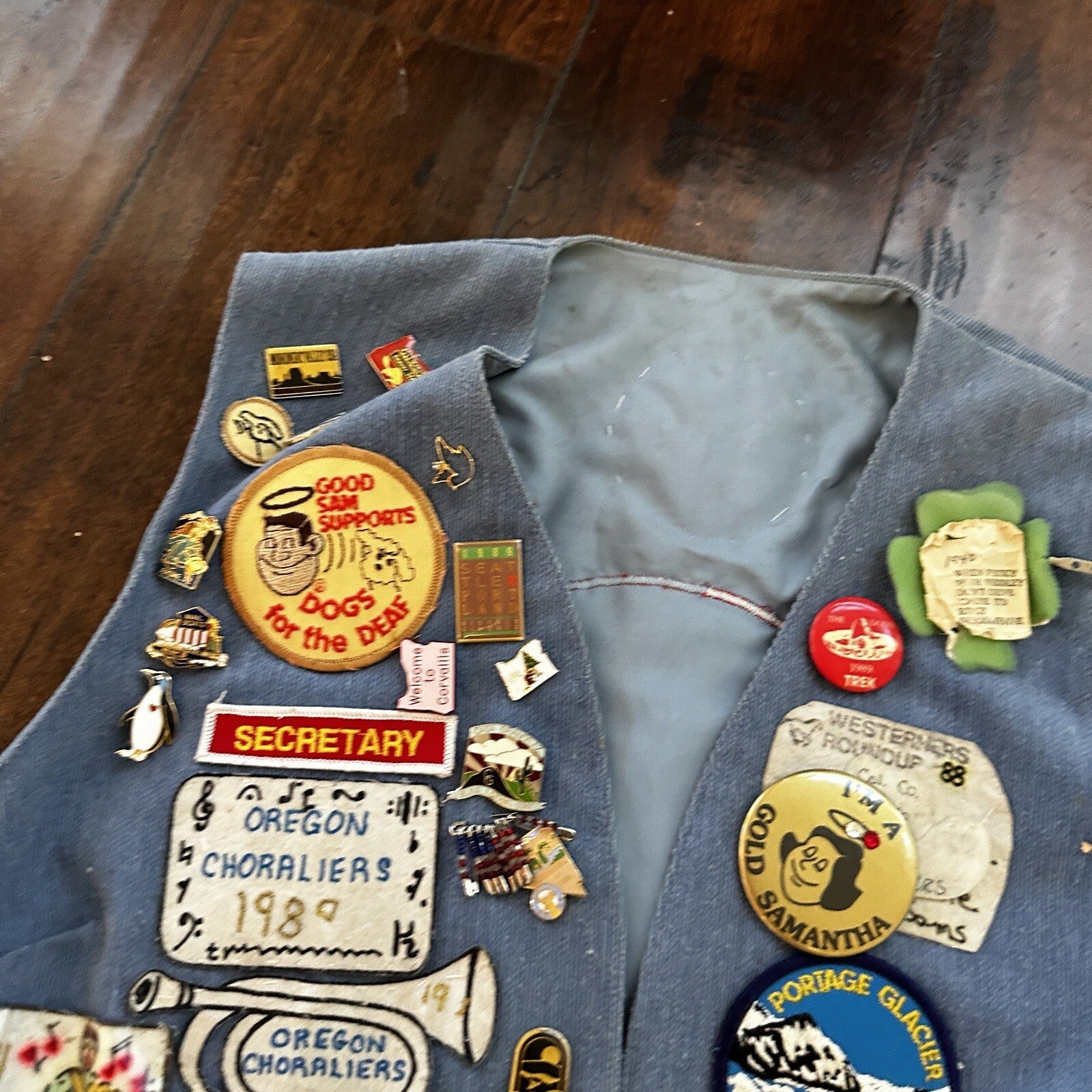Vintage Rockabilly Patchwork Vest Lot Pins 2 Patches Rare Oregon McMinnville PDX