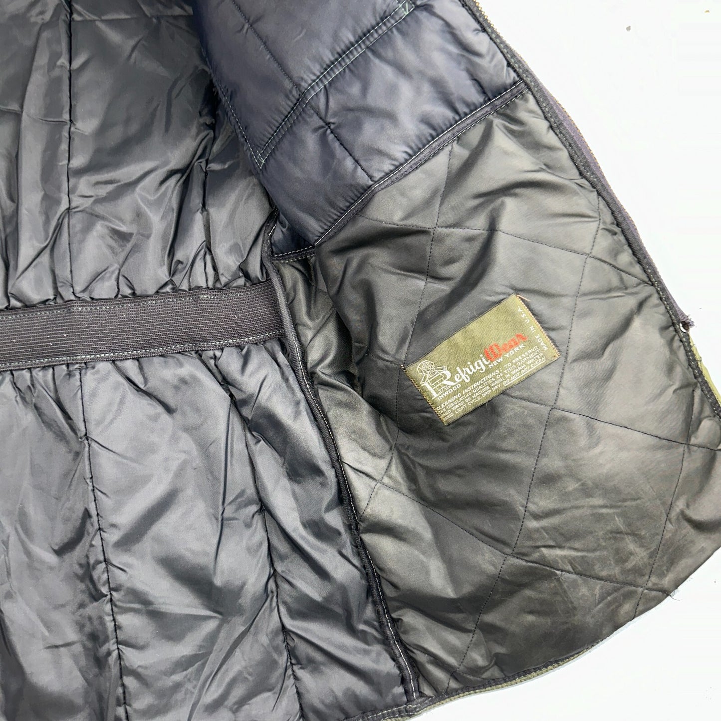 Vintage 1960s Green Parka Puffer Jacket Coat Men's L USA Refrigiwear Ski 60s