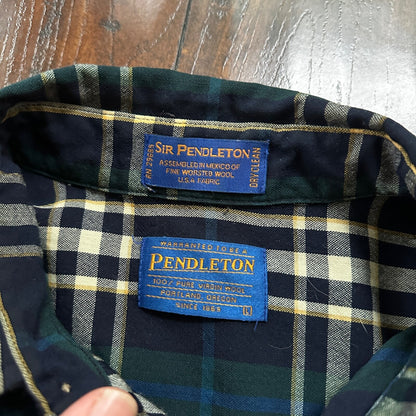 Pendleton Fireside Shirt Sir Pendleton Plaid Wool Flannel Size Large VTG Nice!