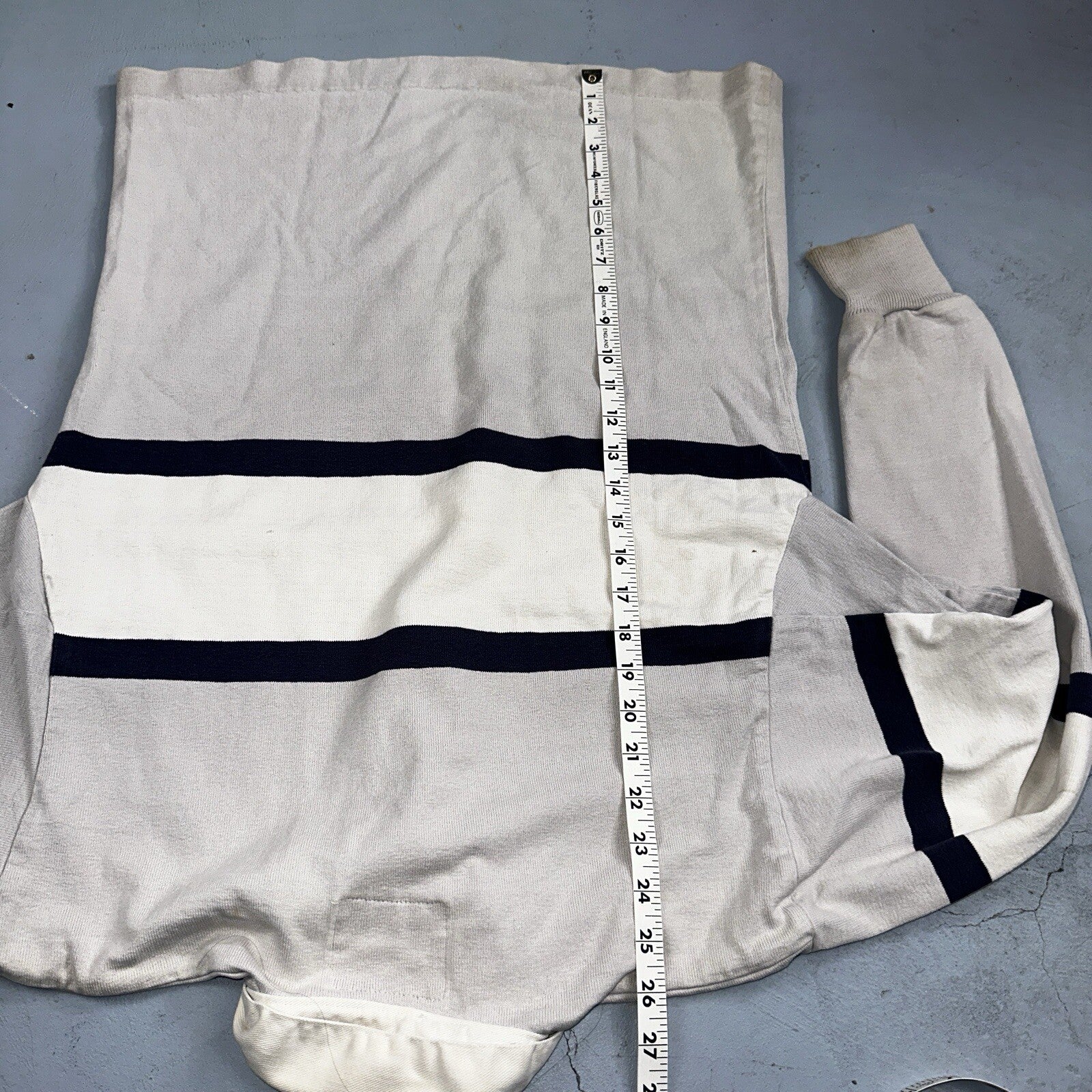 Vintage 90s Lands End Authentic Rugby Collard Striped Shirt Polo Men’s M USED