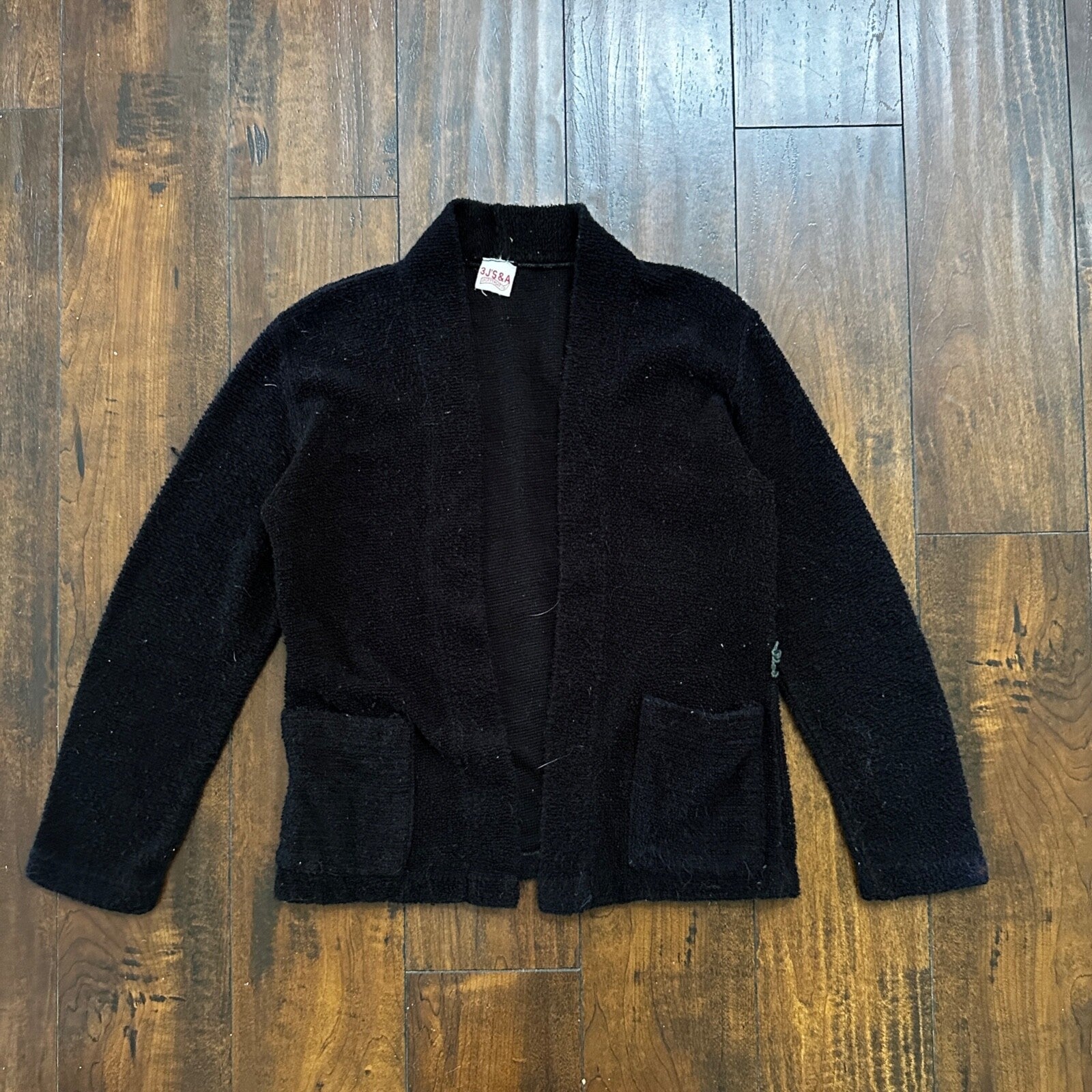 Vintage 60's Full Fashioned Acrylic Knit Cardigan Sweater Black Woman Size Small