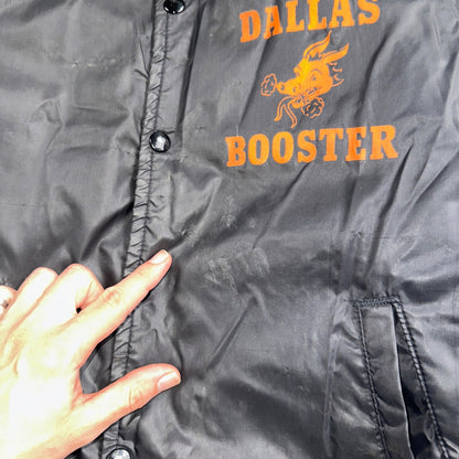 Champion Rare Vintage 70s Button Up Black Coach Windbreaker Lined Dallas Booster