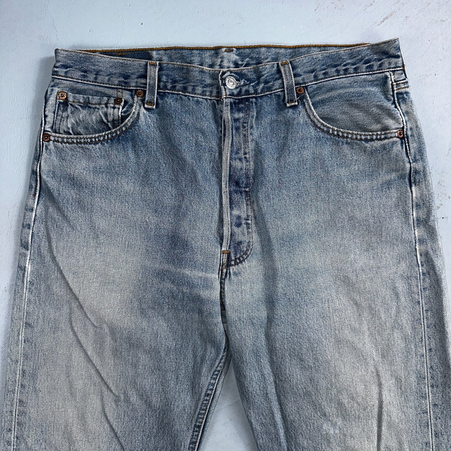 Levis 501 Vintage 90s USA XX Straight Leg Jeans Blue Light Wash 36x34 Act 34x33