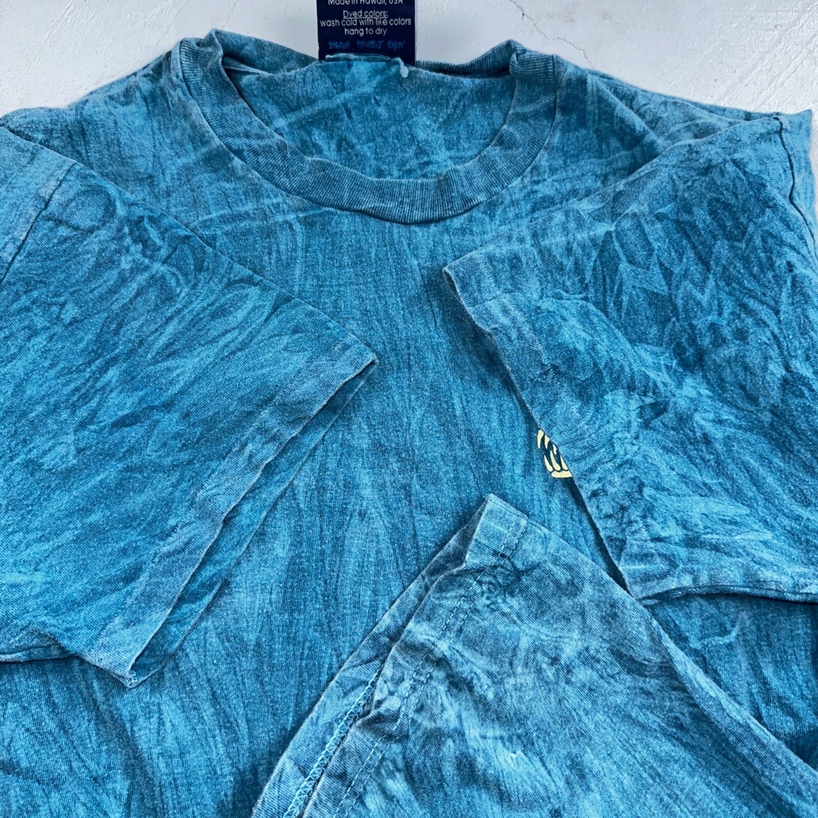 Surf Blue Planet Tye Dye 80s USA Hawaii VTG T Shirt Single Stitch Fish Ocean