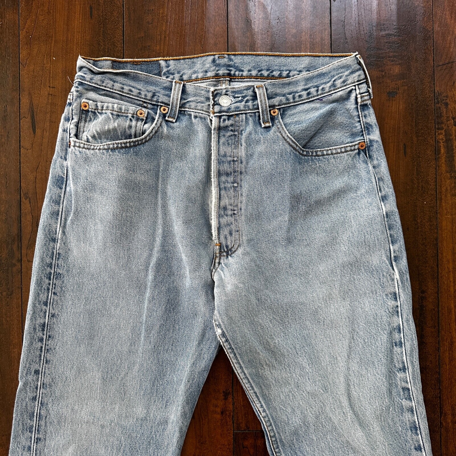 VTG 90s Levis 501 Button Fly 34x36 USA Tag Jeans Straight Wash Blue XX Act 30x32