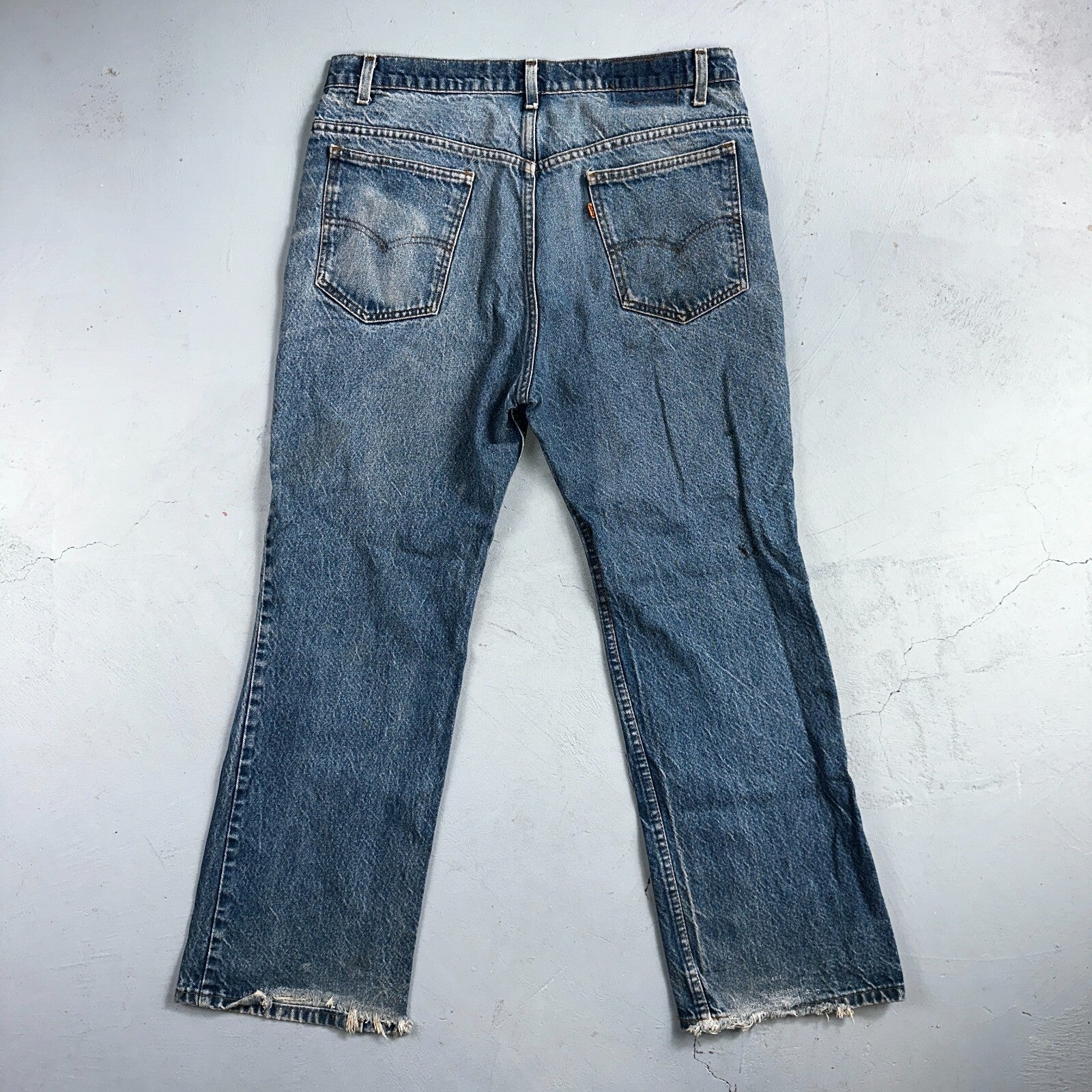 Levis 517 Vintage 80s USA Orange Tab Bootcut Flare Blue Jeans Talon Act 34x28