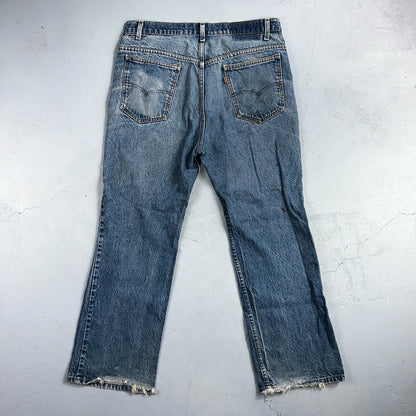 Levis 517 Vintage 80s USA Orange Tab Bootcut Flare Blue Jeans Talon Act 34x28