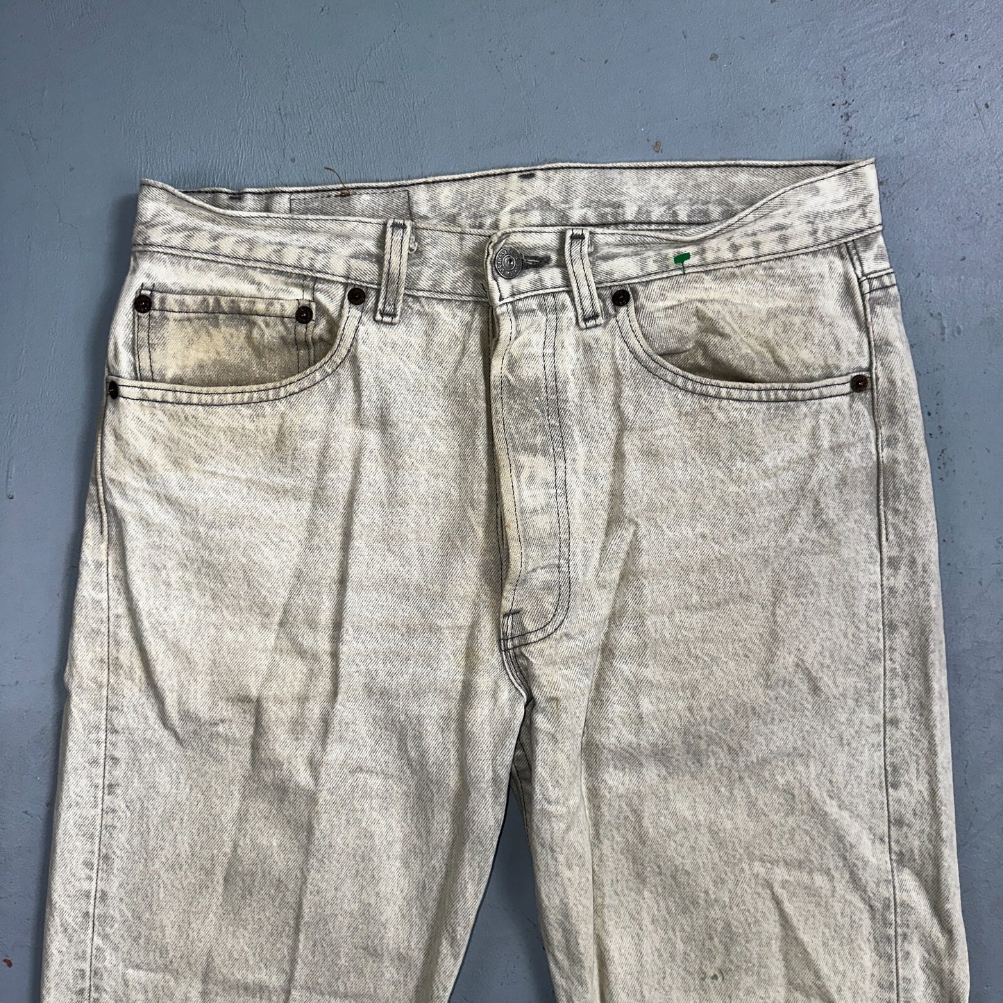 Levis 501 Vintage 90s USA XX Straight Leg Jeans 31x30 Gray Light Wash Act 31x29