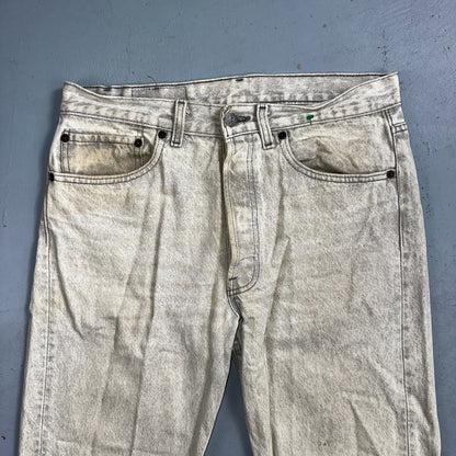 Levis 501 Vintage 90s USA XX Straight Leg Jeans 31x30 Gray Light Wash Act 31x29