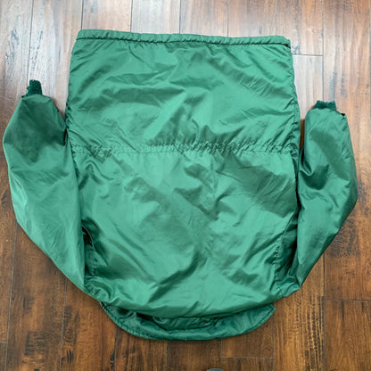 VTG West Wind Buccaneer 70s Sherpa Satin Bomber Jacket Green Broken Zip Oregon