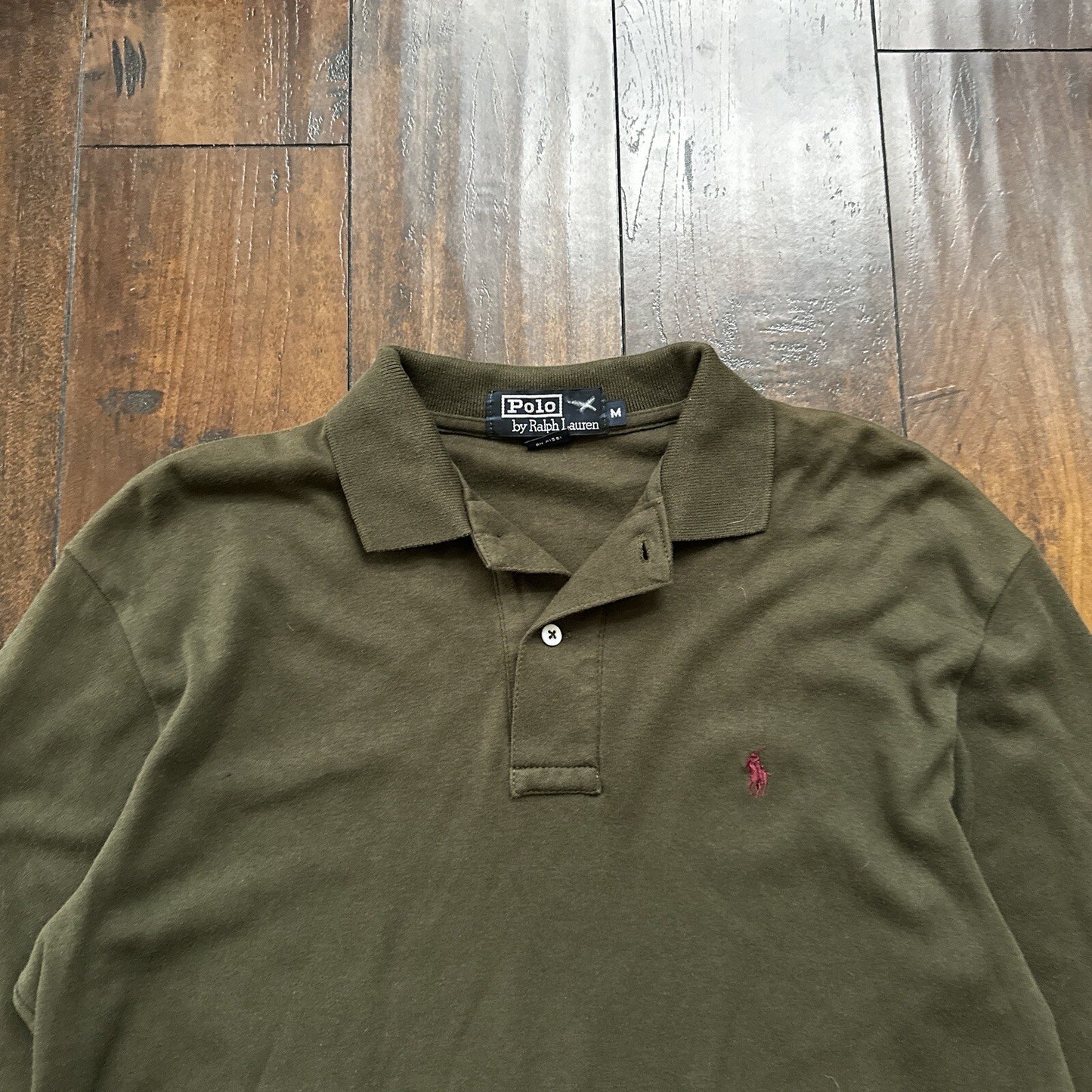 Vtg 90s Polo Ralph Lauren Mens T-Shirt Long Sleeve Green Sz Medium Made in USA