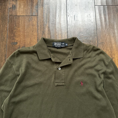 Vtg 90s Polo Ralph Lauren Mens T-Shirt Long Sleeve Green Sz Medium Made in USA