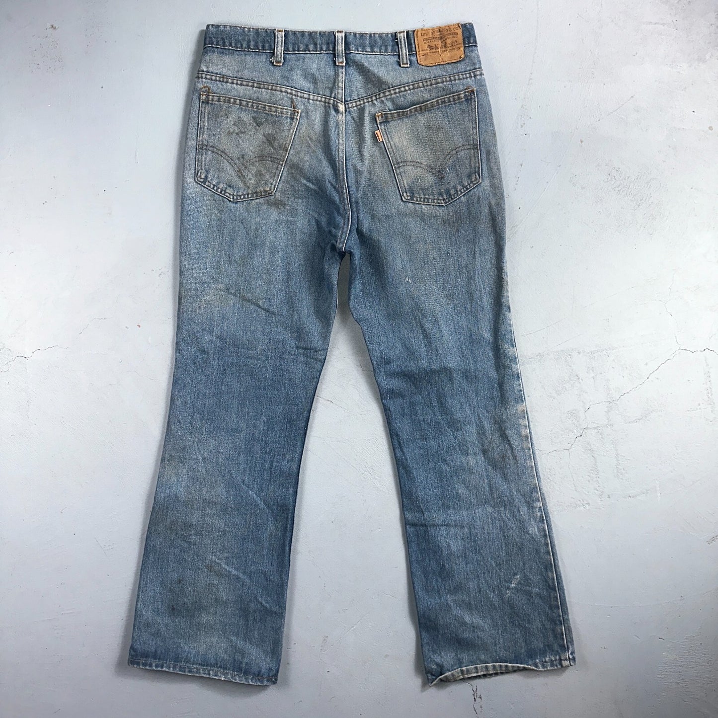 Levis 517 Vintage 80s USA Orange Tab Bootcut Flare Blue Jeans Talon Act 34x29