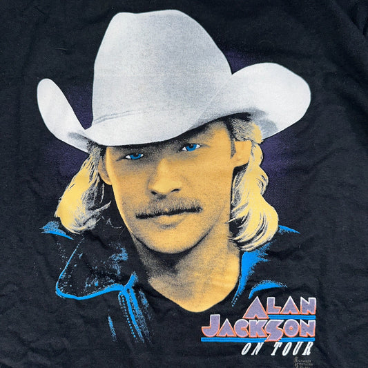 Country VTG 1992 Alan Jackson Don't Rock The Jukebox T Shirt Black Music Tour