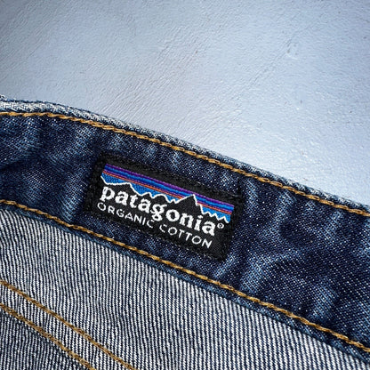 Patagonia Regular Straight 35x33 Organic Cotton Dark Denim Blue Jeans Zipper Fly