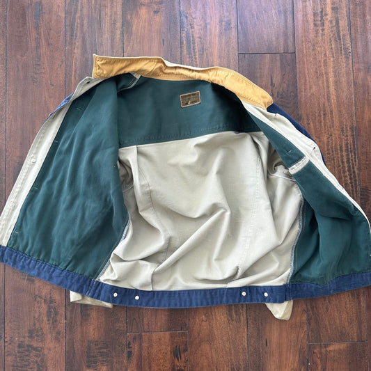 Vintage 80s Levi Style Canvas Jacket 40 Type 3 Trucker 70s Fun Colorblock 
