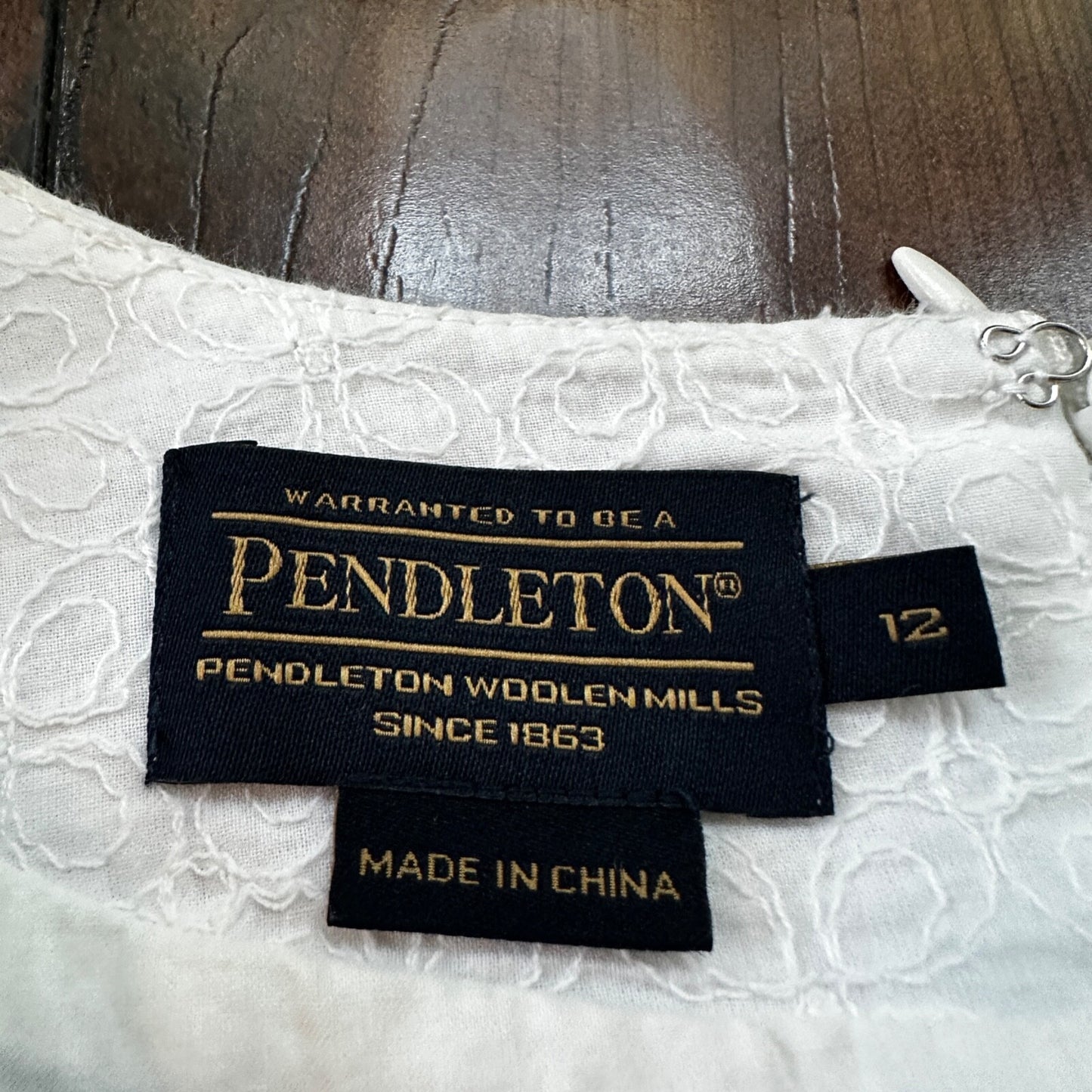 Pendleton Blue & White Sleeveless Dress Size 12 Summer Cute Pattern VTG Style