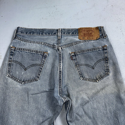 Levis 501 Vintage 90s USA XX Straight Leg Jeans 34x34 Light Wash Act 31x32