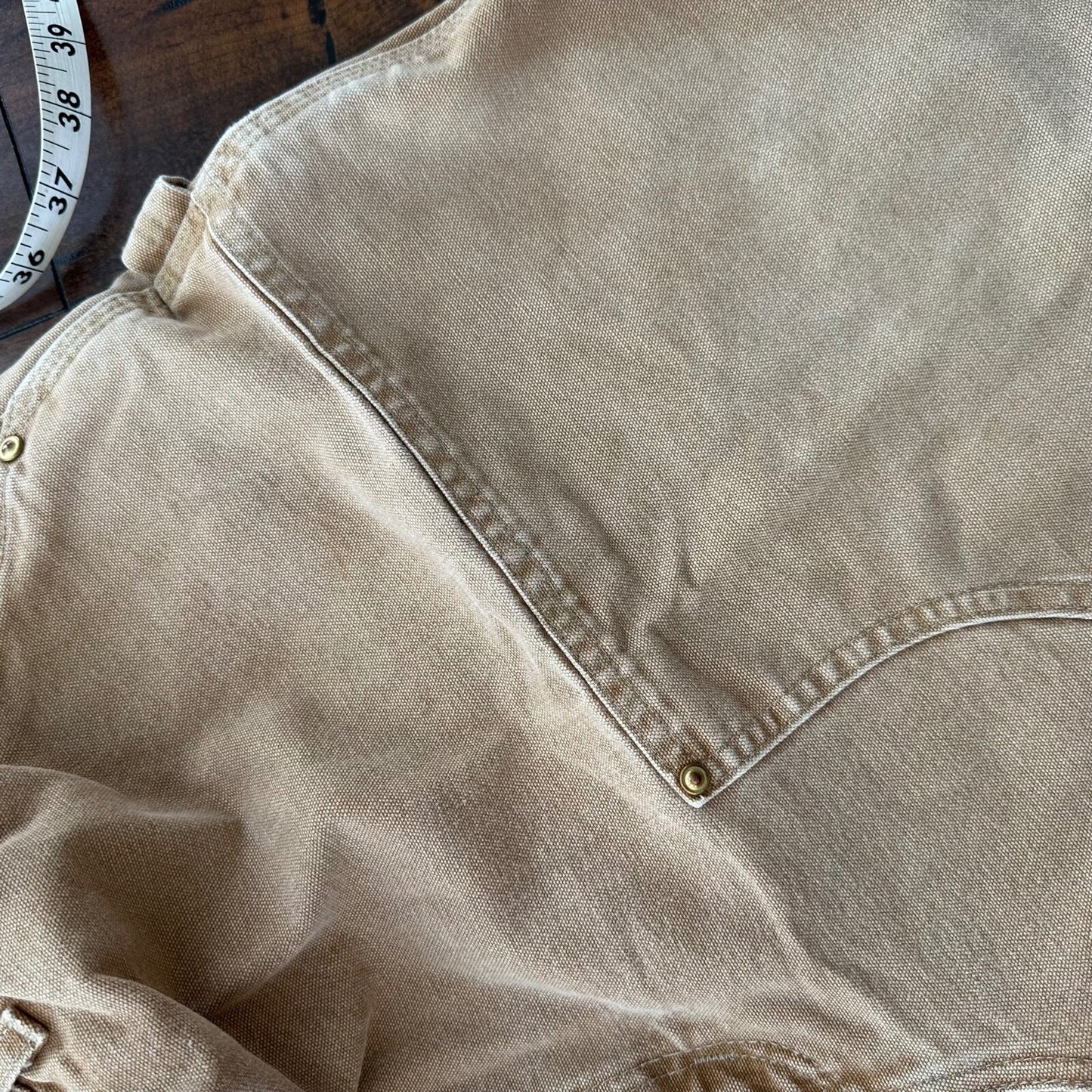 VTG USA Carhartt Thrashed Double Knee Work Dungaree Duck Brown 90s Pants 42x32