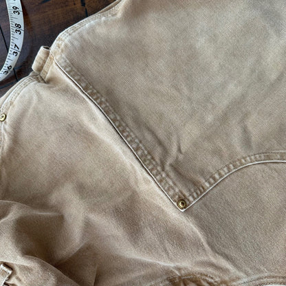 VTG USA Carhartt Thrashed Double Knee Work Dungaree Duck Brown 90s Pants 42x32