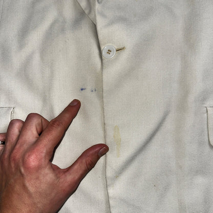 VTG Mens Suit 42 Jacket Coat 1970s Rockabilly 60s 70s USA White Thin Cream Rose