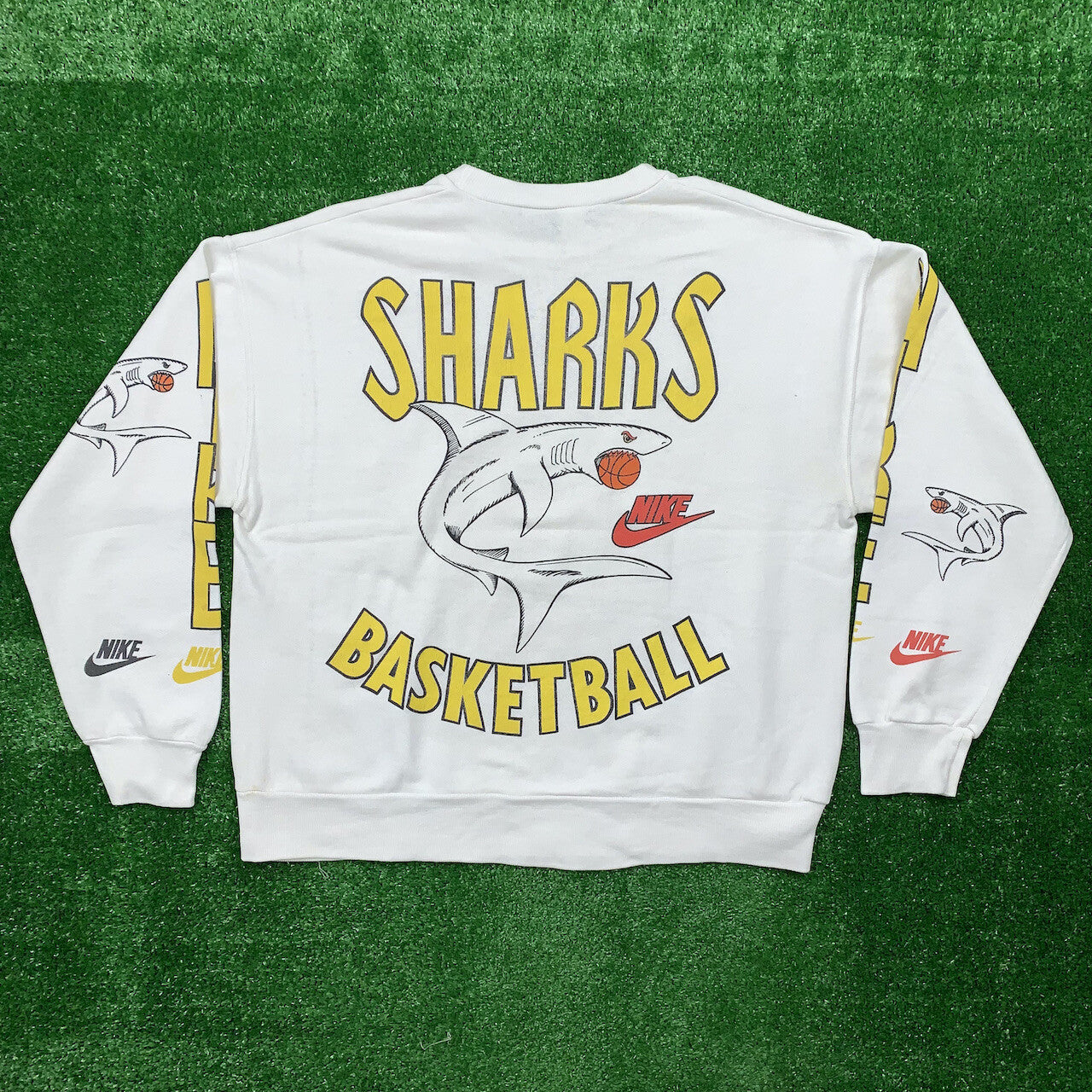 Nike Vintage Sweatshirt Mens T Shirt Sharks Crewneck AOP Basketball Jordan RARE