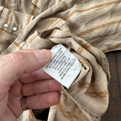 Mens ROPER Gold Collection Pearl Snap Button Front Pockets Western Shirt M Gold