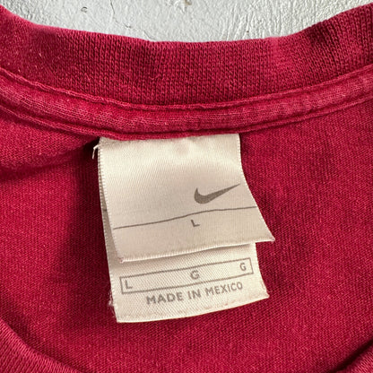 Nike Silver Tag Y2K VTG T Shirt Maroon Red Large Basic Essential Center Swoosh