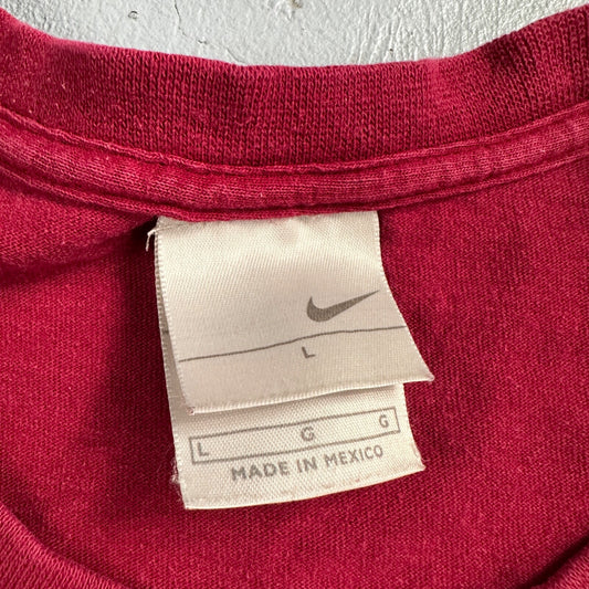 Nike Silver Tag Y2K VTG T Shirt Maroon Red Large Basic Essential Center Swoosh