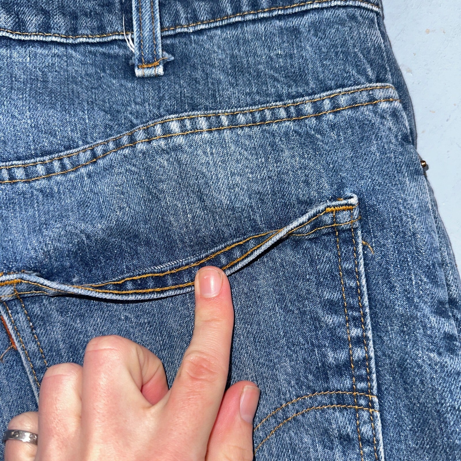 Levis 517 Vintage 80s USA Orange Tab Bootcut Flare Blue Worn Jeans Act 32x26