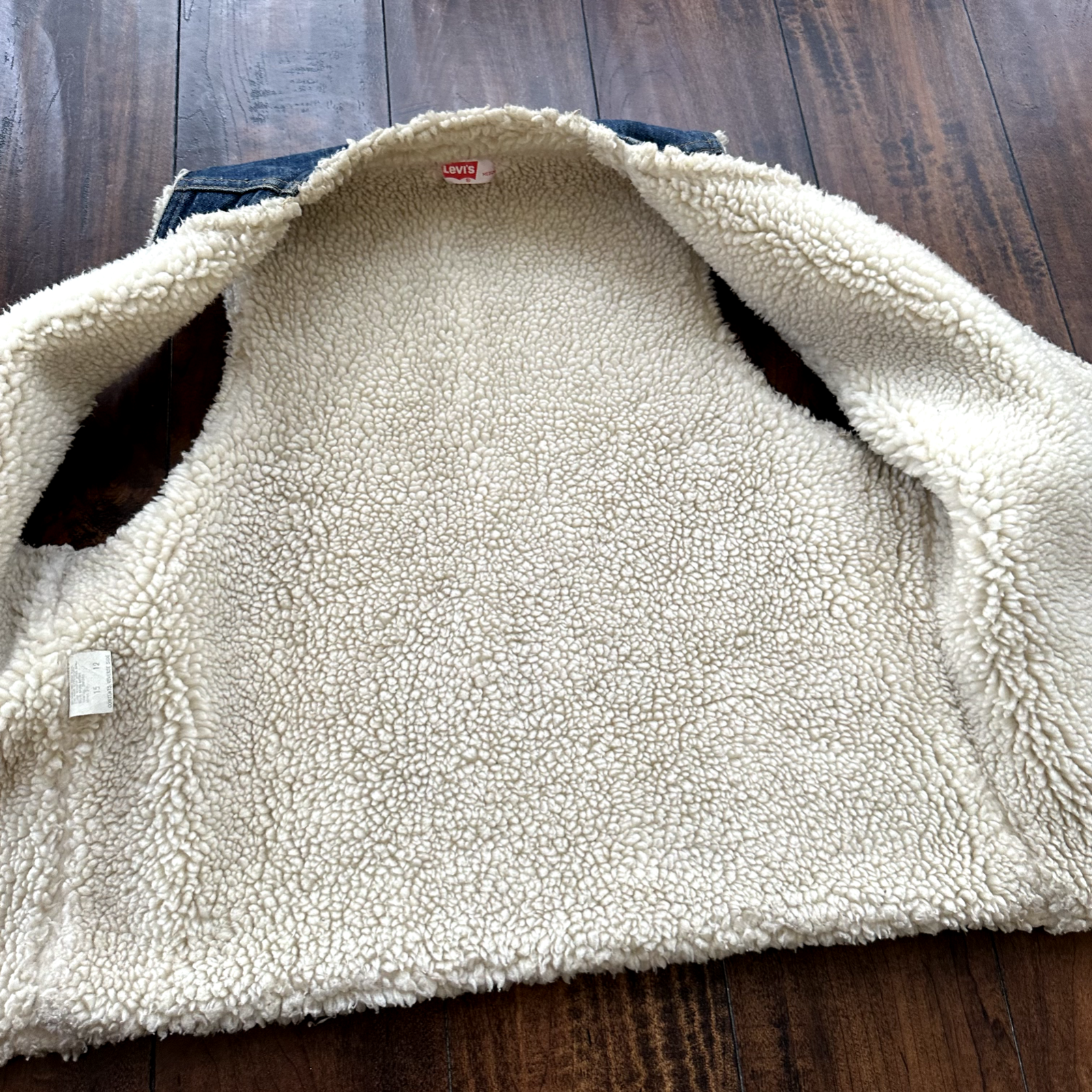 Vintage Levis Denim Sherpa Lined Vest Blue Jean Jacket 70s Orange Tab Medium