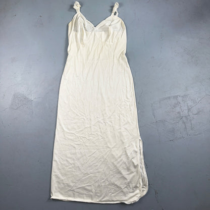 VTG Komar 1970s Lingerie Slip Dress Sleepwear Full Sweep Nightgown Lace 70s