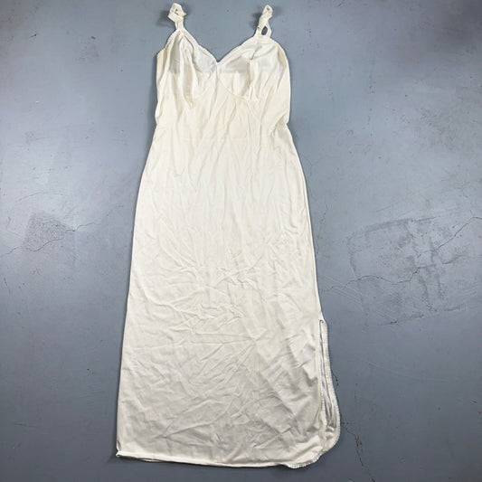 VTG Komar 1970s Lingerie Slip Dress Sleepwear Full Sweep Nightgown Lace 70s