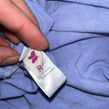 Rayon Blouse Womens S Purple Off Shoulder Crinkle Top Mesh Ruched Y2K