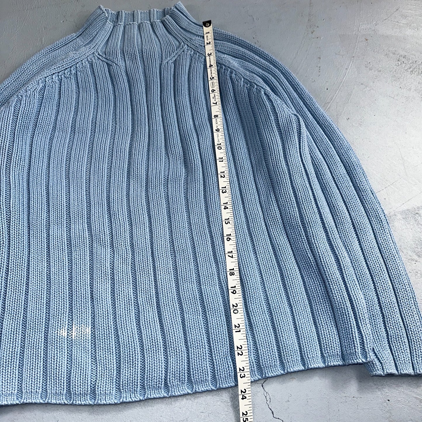 Vintage 90s Lands End 100% Cotton Chunky Ribbed Knit High Neck Sweater Size L