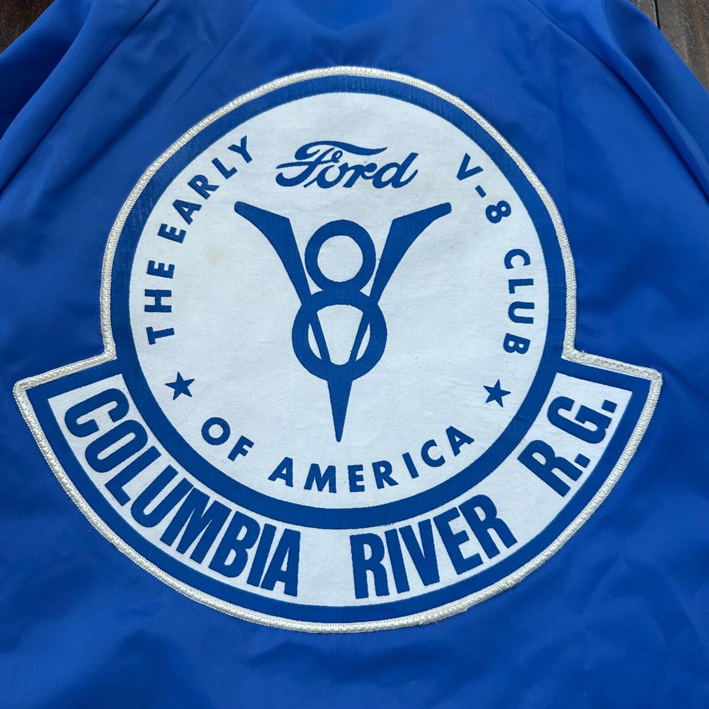 Ford V8 VTG 90s Hartwell Satin Coaches Jacket Lined Windbreaker Size Small Blue