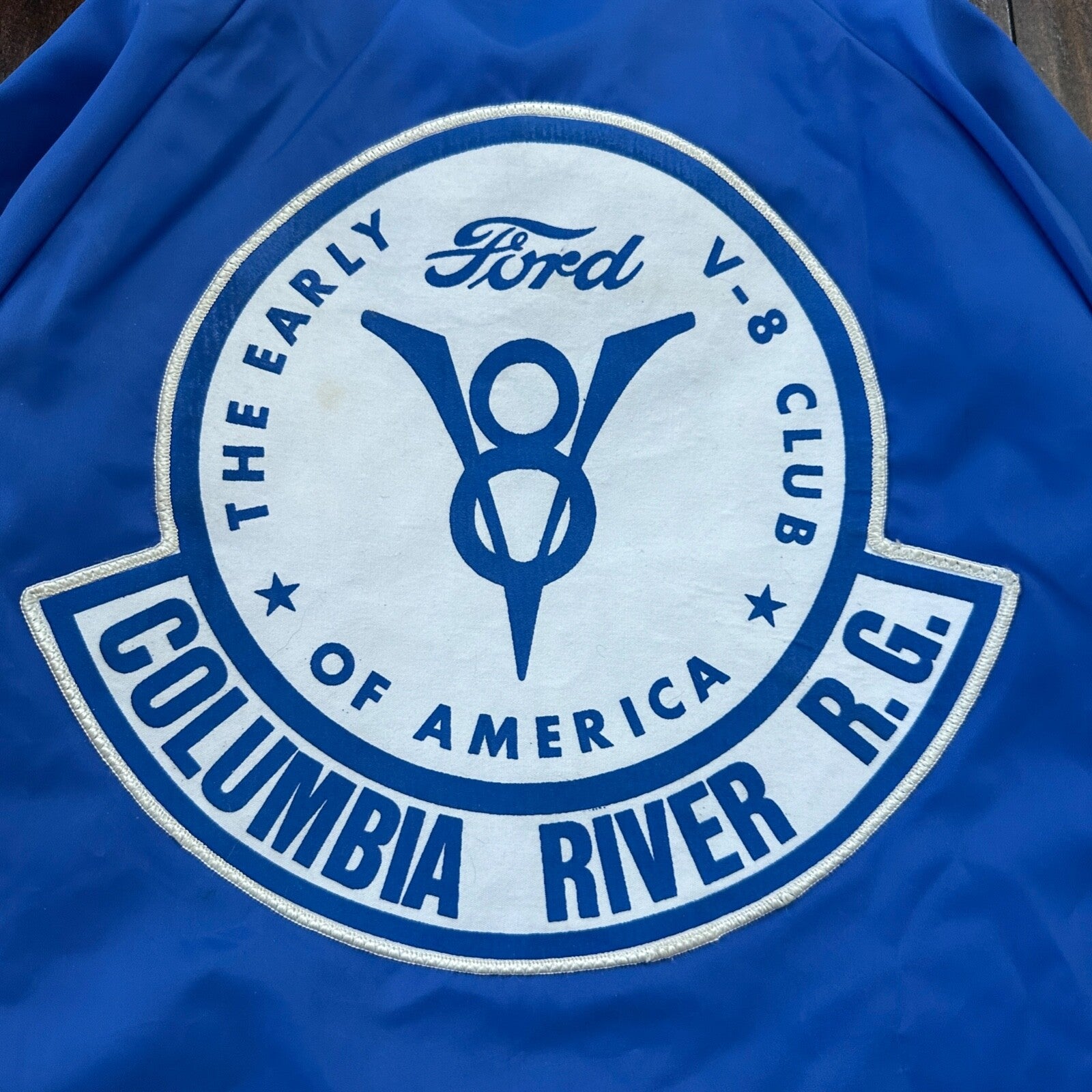 Ford V8 VTG 90s Hartwell Satin Coaches Jacket Lined Windbreaker Size Small Blue