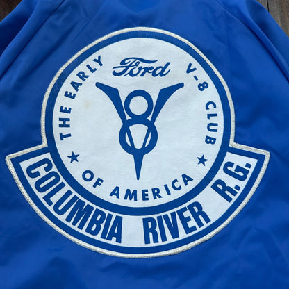 Ford V8 VTG 90s Hartwell Satin Coaches Jacket Lined Windbreaker Size Small Blue