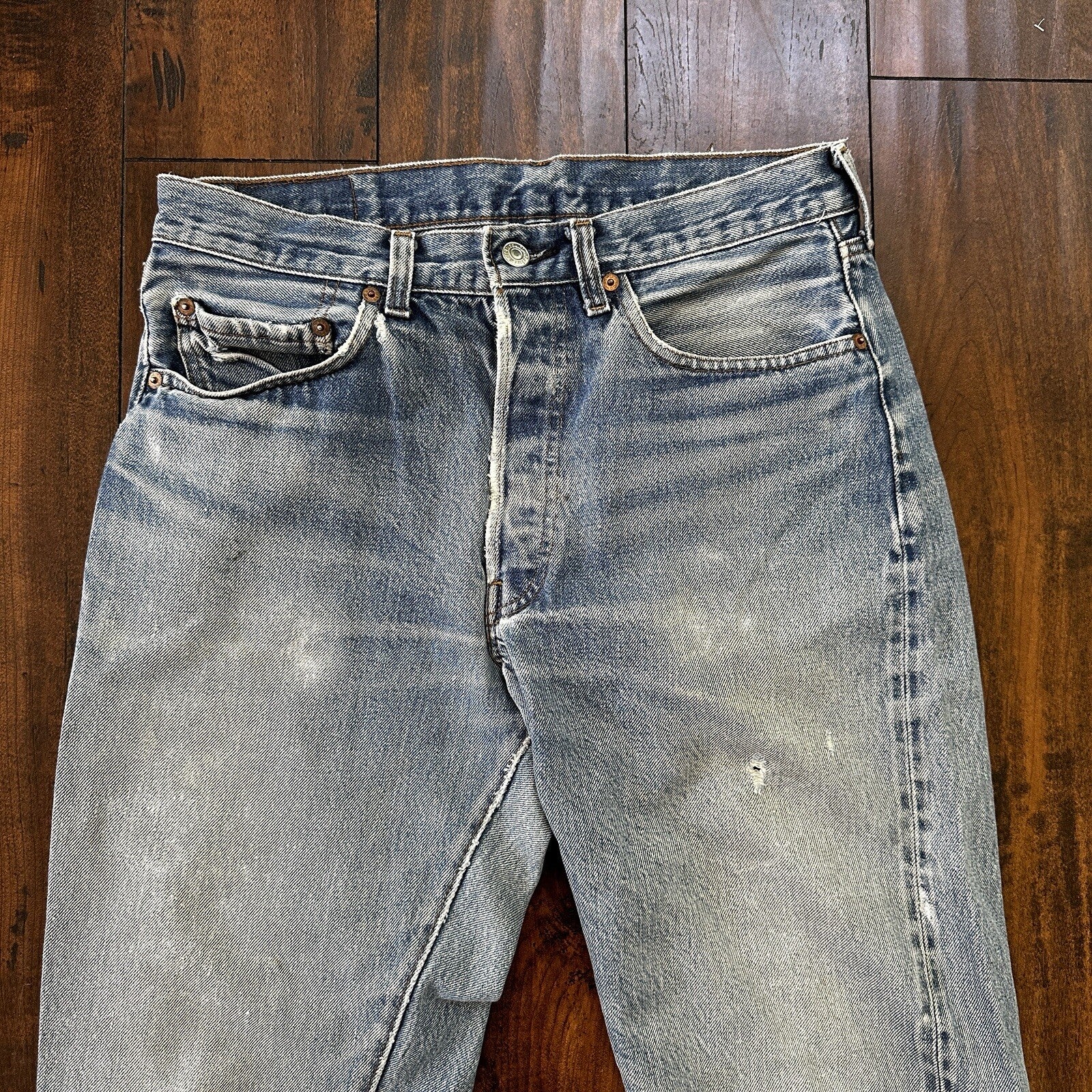 Levis Vintage 80s Redline Selvedge USA 501 XX Jeans Light Wash 33x36 Act 30x34