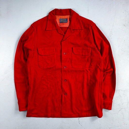 Pendleton VTG Board Shirt Plaid 100% Wool Button Down Size M Plaid 1960s Camp