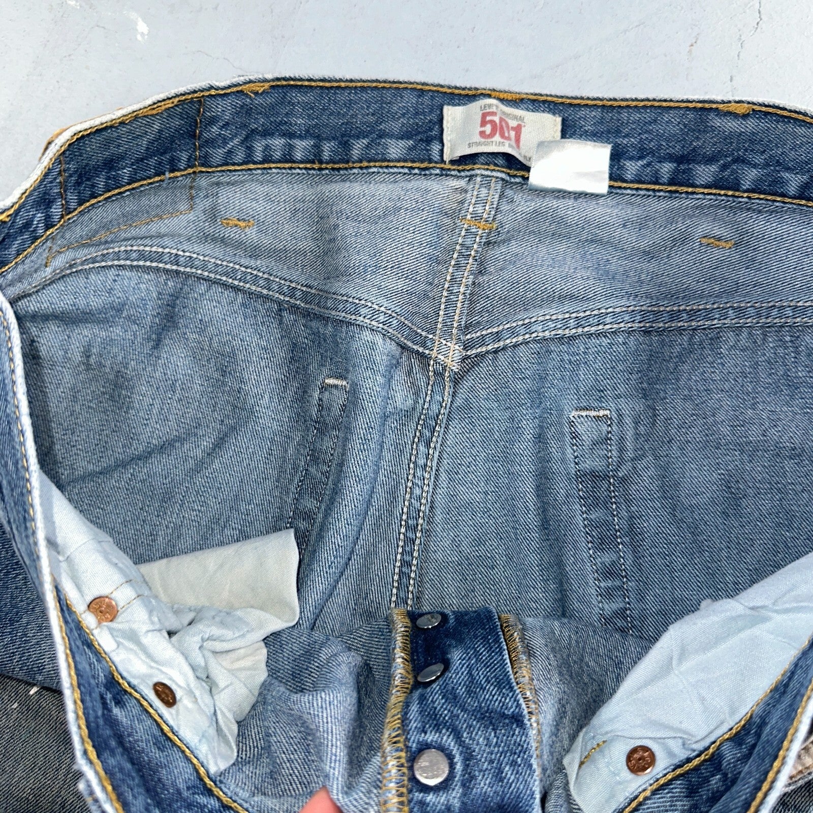 Levis 501 Vintage Y2K XX Straight Leg Jeans Blue Med Wash Paint 38x30 Act 38x29