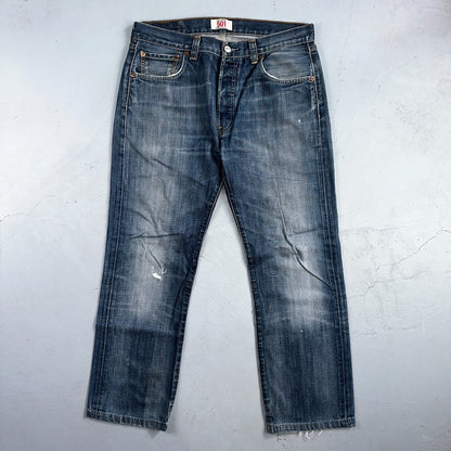 Levis 501 Vintage Y2K XX Straight Leg Jeans Blue Med Wash 34x34 Act 33x27
