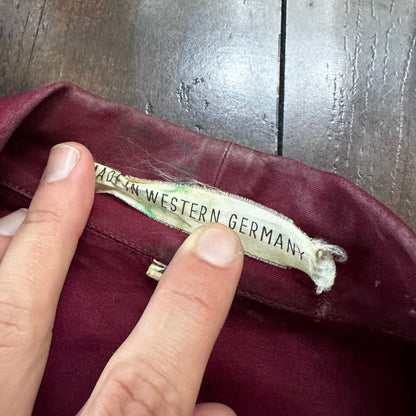 1960s 60s Jacket Shirt Bogner Germany Long Sleeve Button Snap Rockabilly Maroon